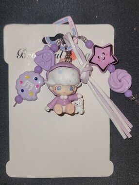 NWT-Custom made Dimoo Lavender & White Keychain/Bag Charm